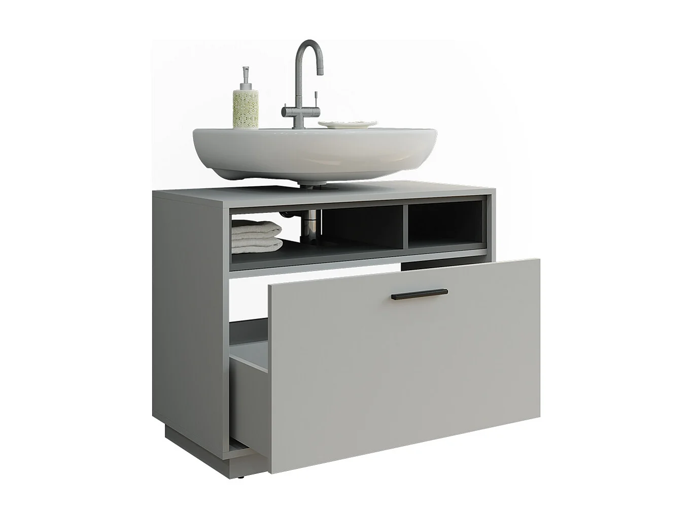 Meuble sous vasque gris/anthracite 80x35x64 beatrice