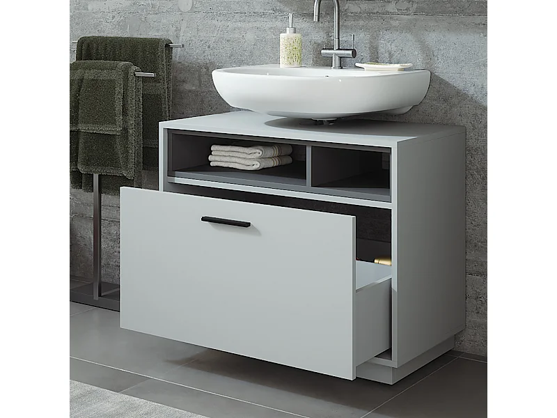 Meuble sous vasque gris/anthracite 80x35x64 beatrice