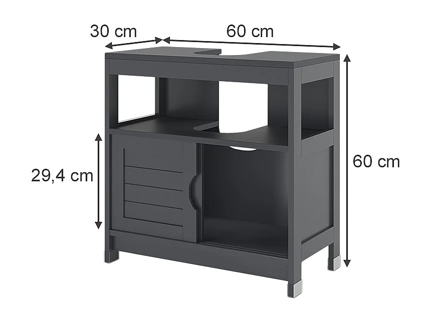 Meuble vasque simple gris 60x30x60 vilda