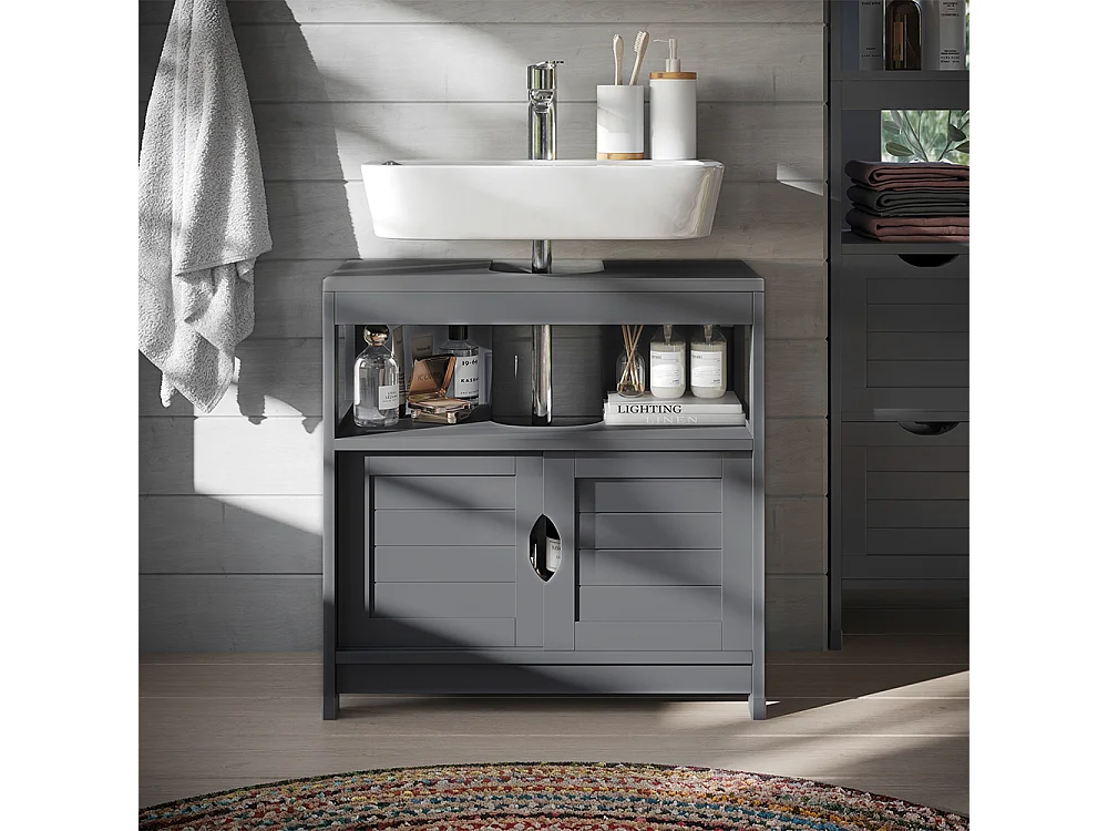 Meuble vasque simple gris 60x30x60 vilda