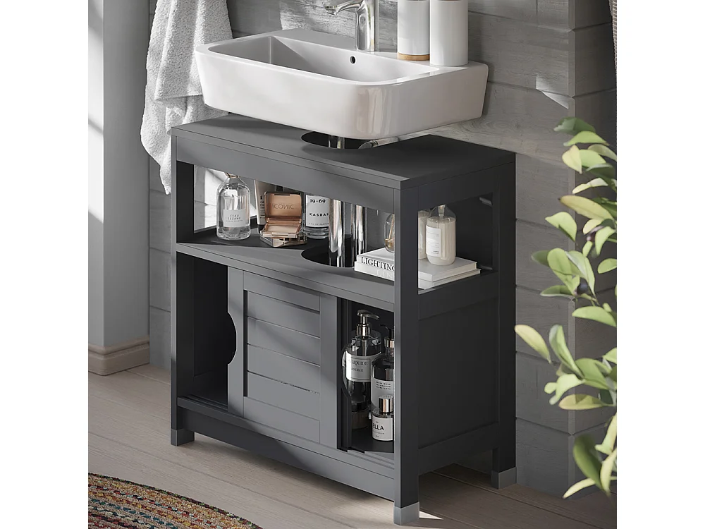 Meuble vasque simple gris 60x30x60 vilda