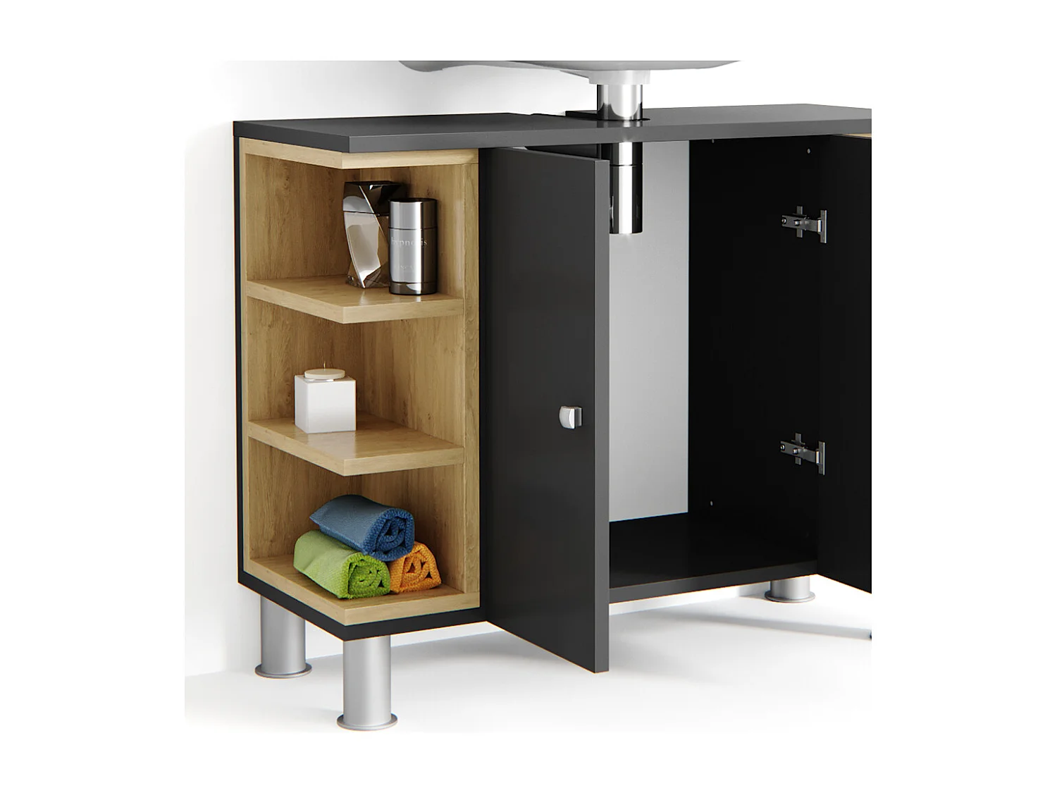 Meuble sous vasque simple anthracite 79.6x32x64 aquis