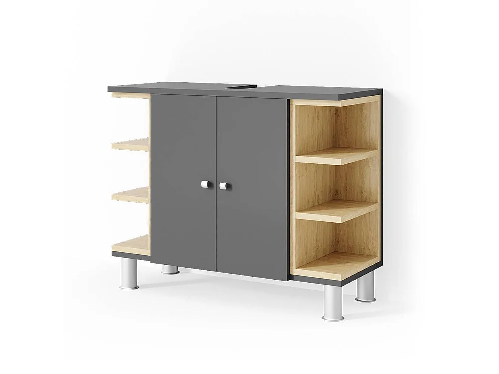 Meuble sous vasque simple anthracite 79.6x32x64 aquis