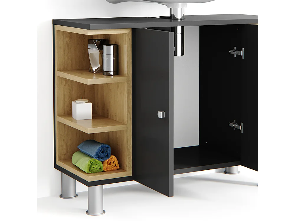 Meuble sous vasque simple anthracite 79.6x32x64 aquis