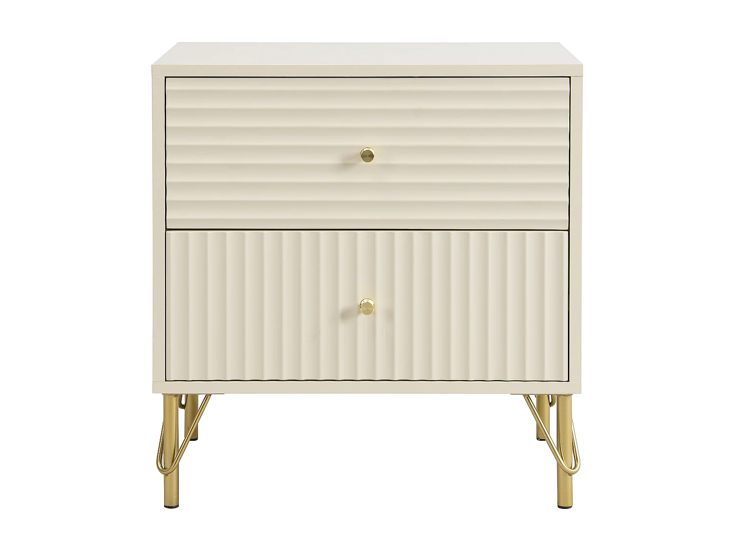 Lot de 2 tables de chevet 2 tiroirs - Beige - LOUREO