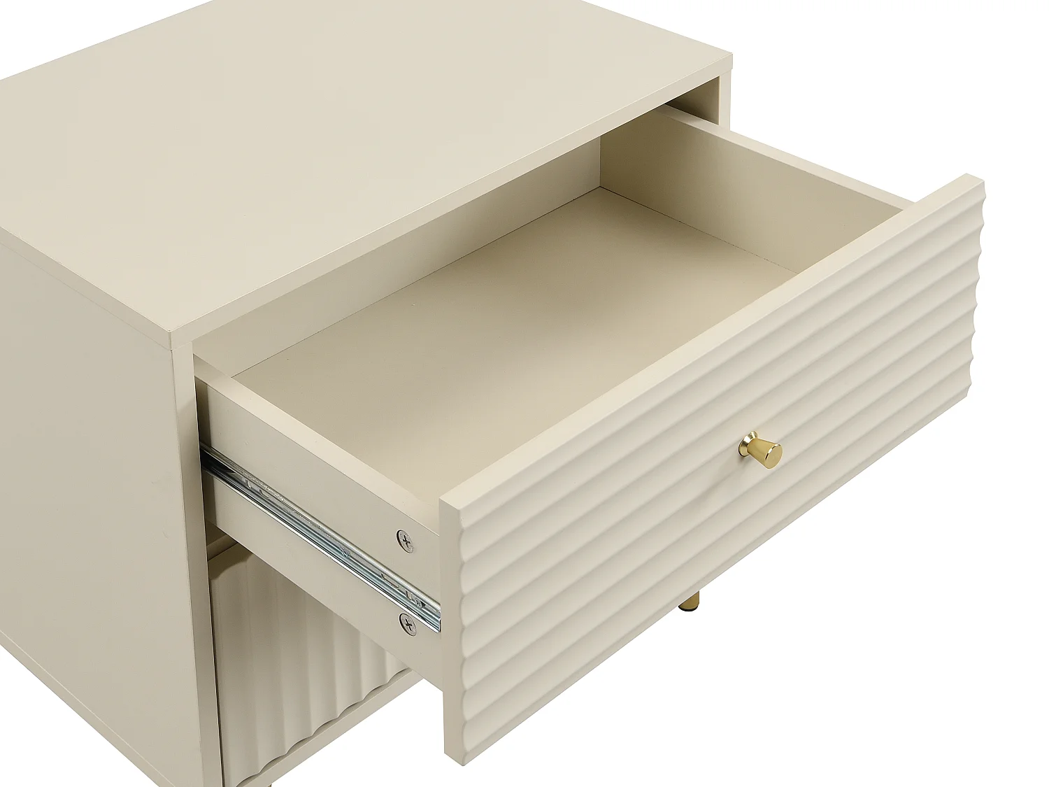 Lot de 2 tables de chevet 2 tiroirs - Beige - LOUREO