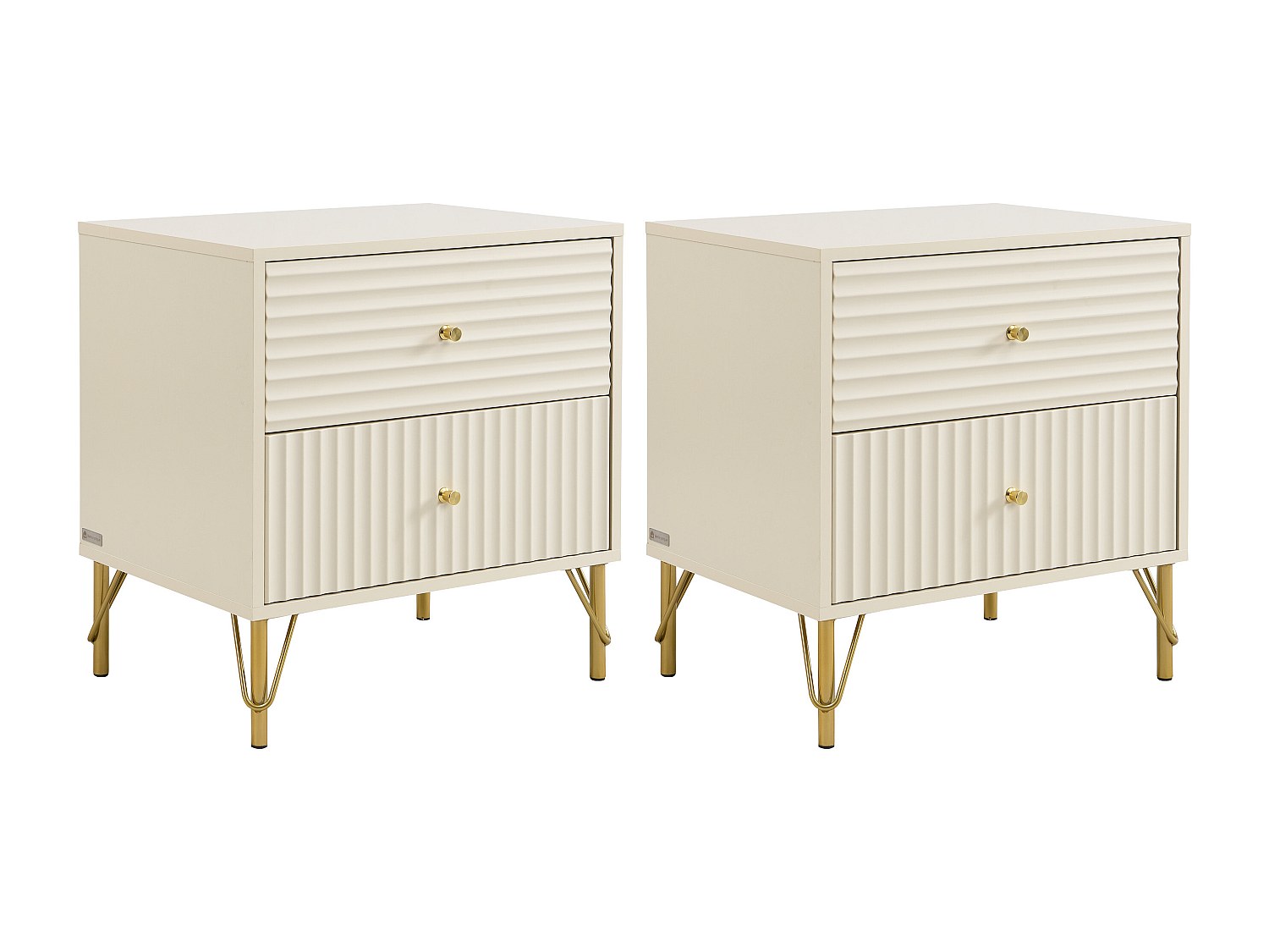 Set aus 2 Nachttischen mit 2 Schubladen – Beige – LOUREO günstig online kaufen