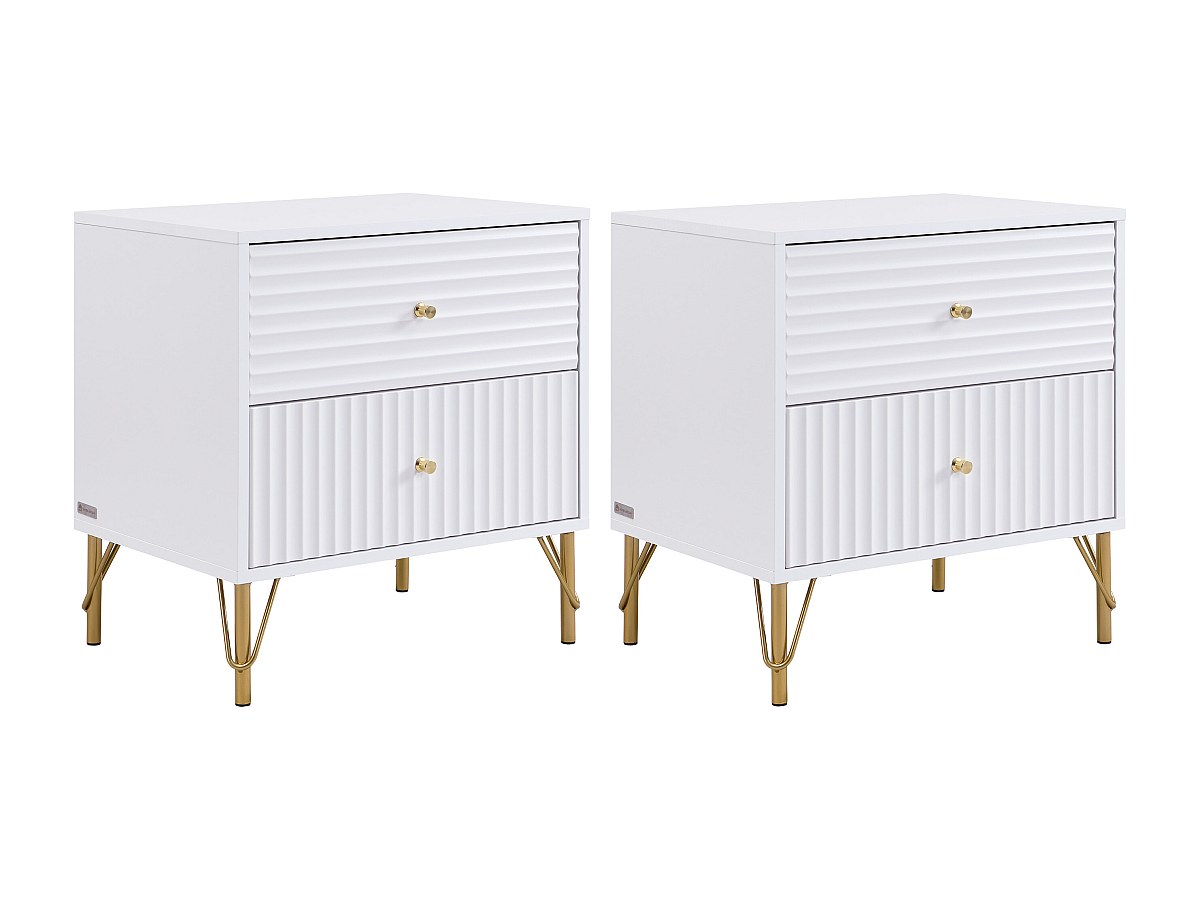 Set aus 2 Nachttischen mit 2 Schubladen – Weiß – LOUREO günstig online kaufen