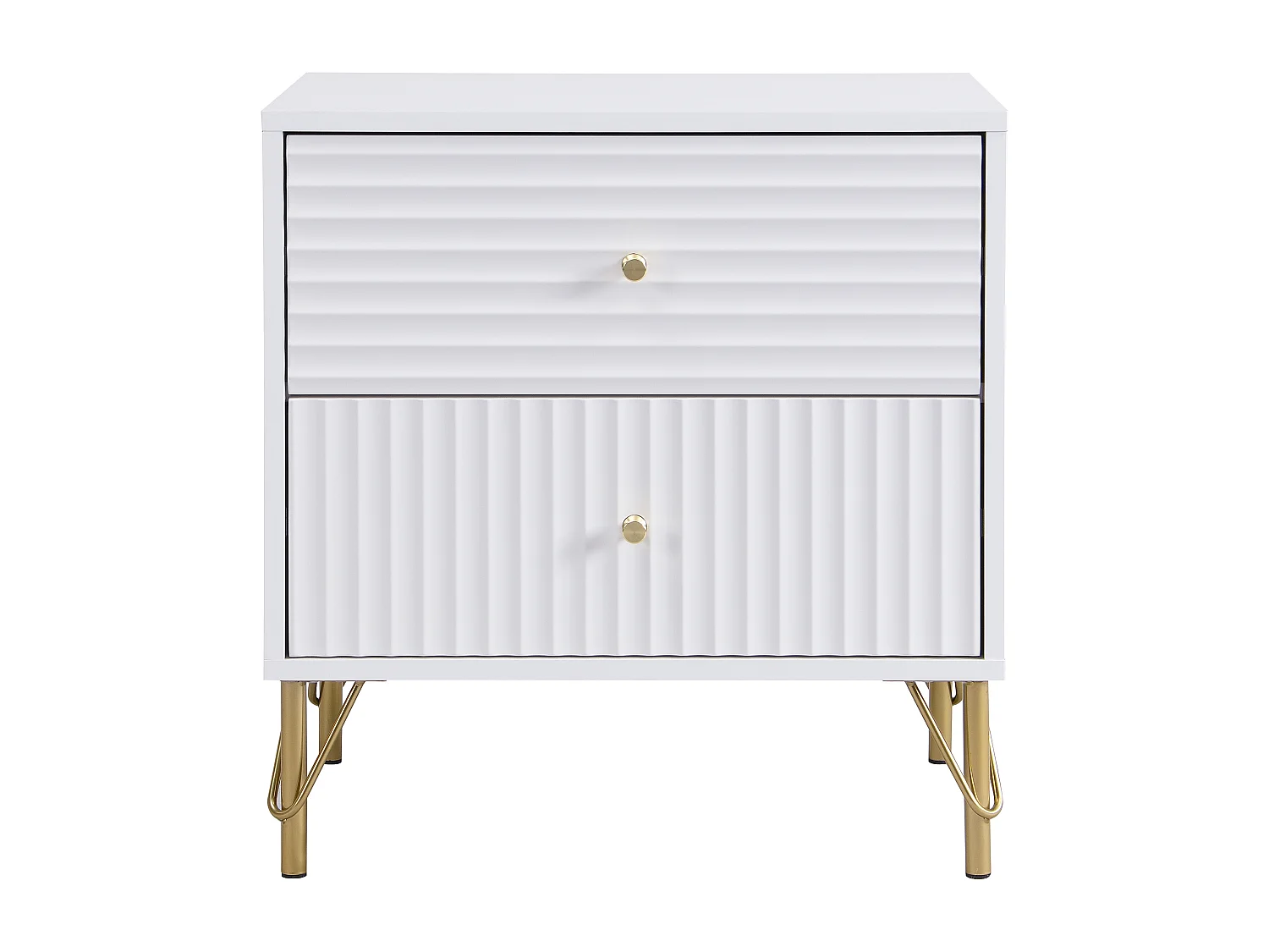 Lot de 2 tables de chevet 2 tiroirs - Blanc - LOUREO