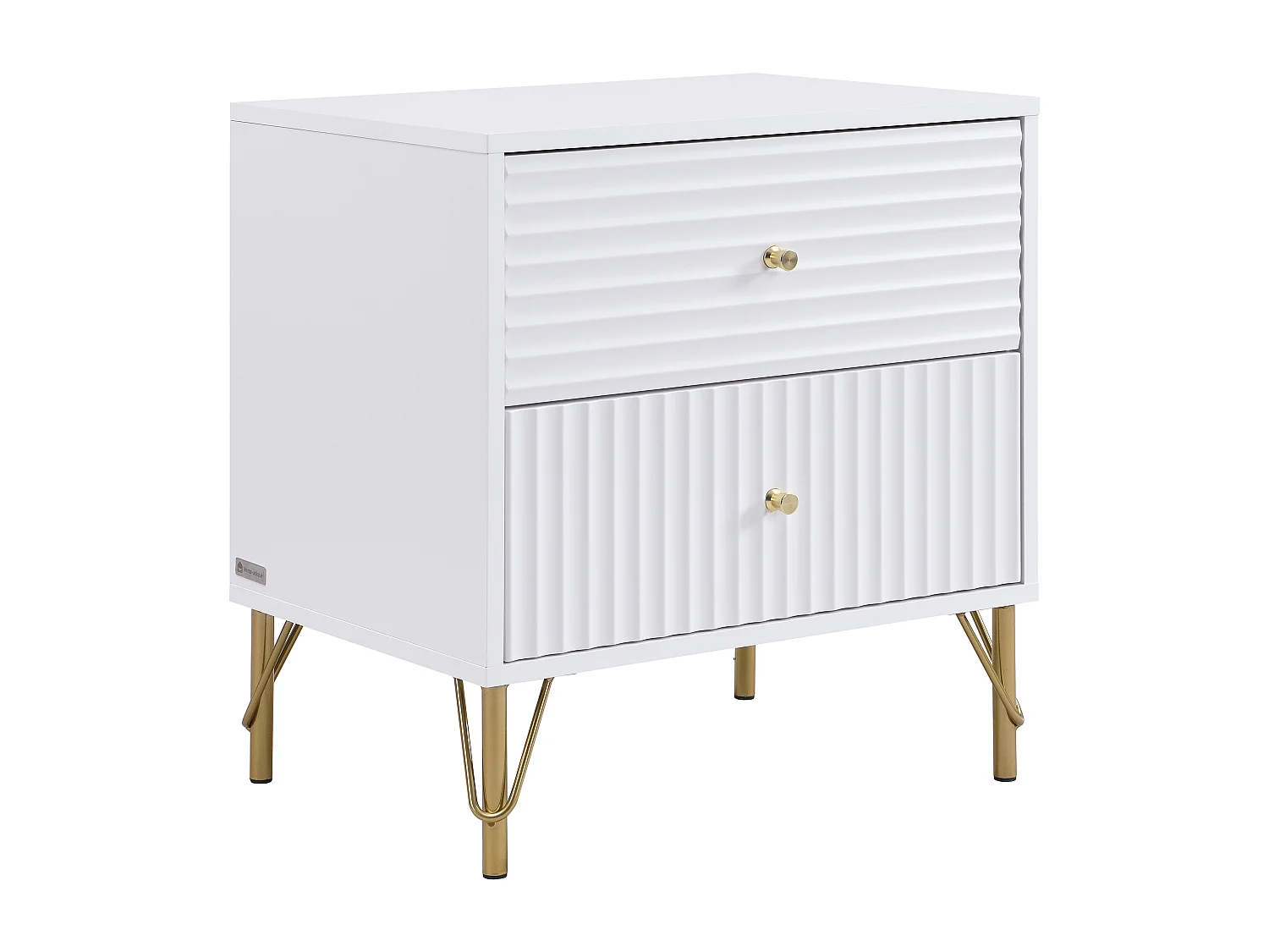 Lot de 2 tables de chevet 2 tiroirs - Blanc - LOUREO