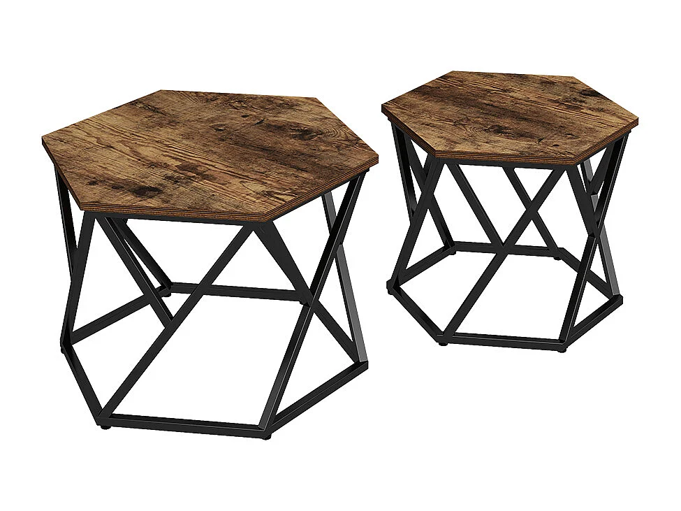 Set de tables basses chêne rustique 57x57x42 fyrk