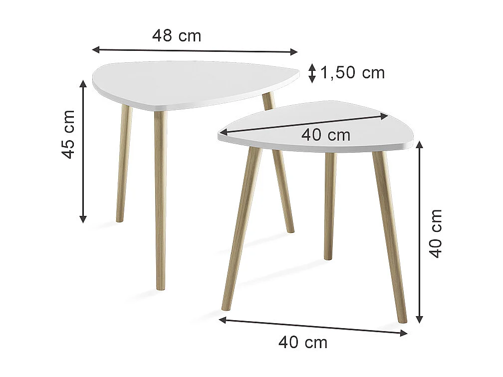 Tavolino da caffè bianco/sonoma 48x48x45 twino