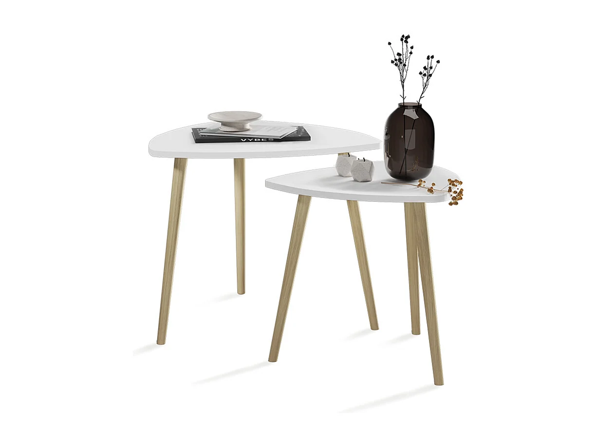 Tavolino da caffè bianco/sonoma 48x48x45 twino