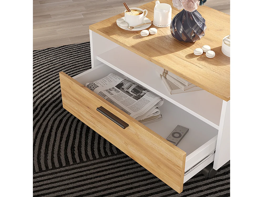 Couchtisch weiß/goldkraft eiche 70x52.4x40 bibo