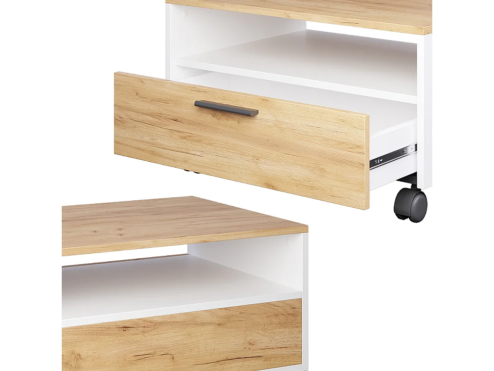 Couchtisch weiß/goldkraft eiche 70x52.4x40 bibo