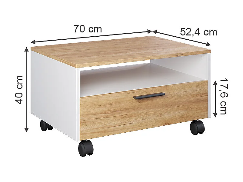 Table basse chêne blanc/force de lor 70x52.4x40 bibo