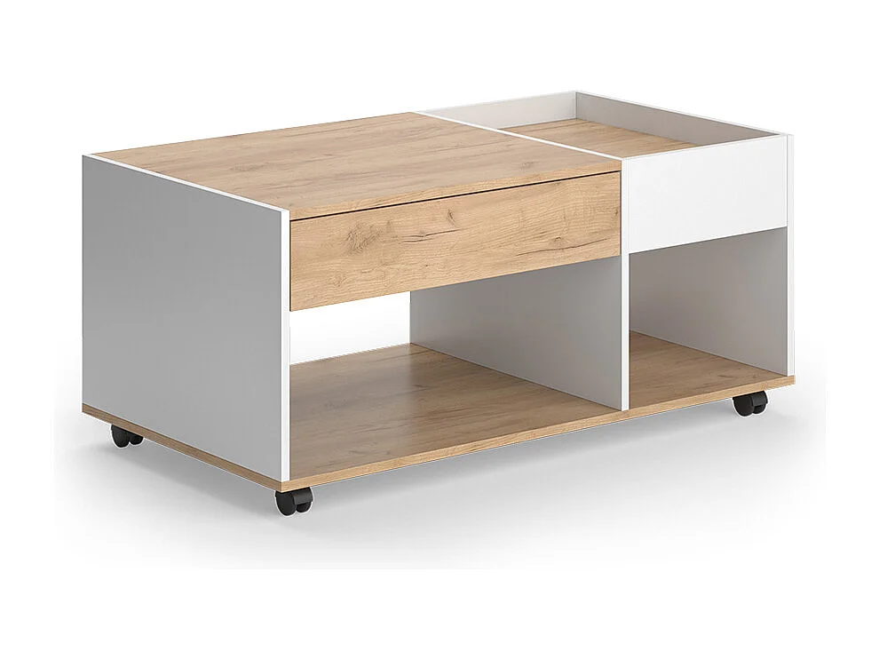 Table basse chêne doré/blanc 110x60x49.5 maik