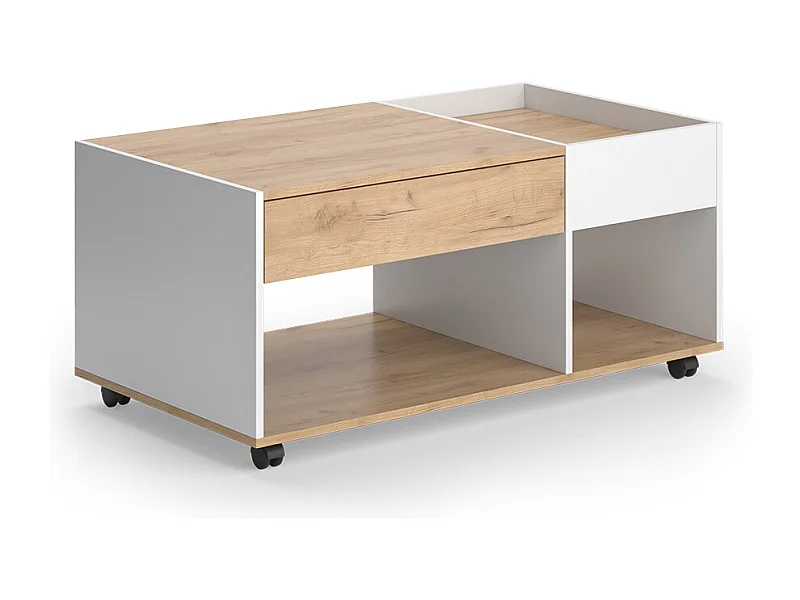 Table basse chêne doré/blanc 110x60x49.5 maik