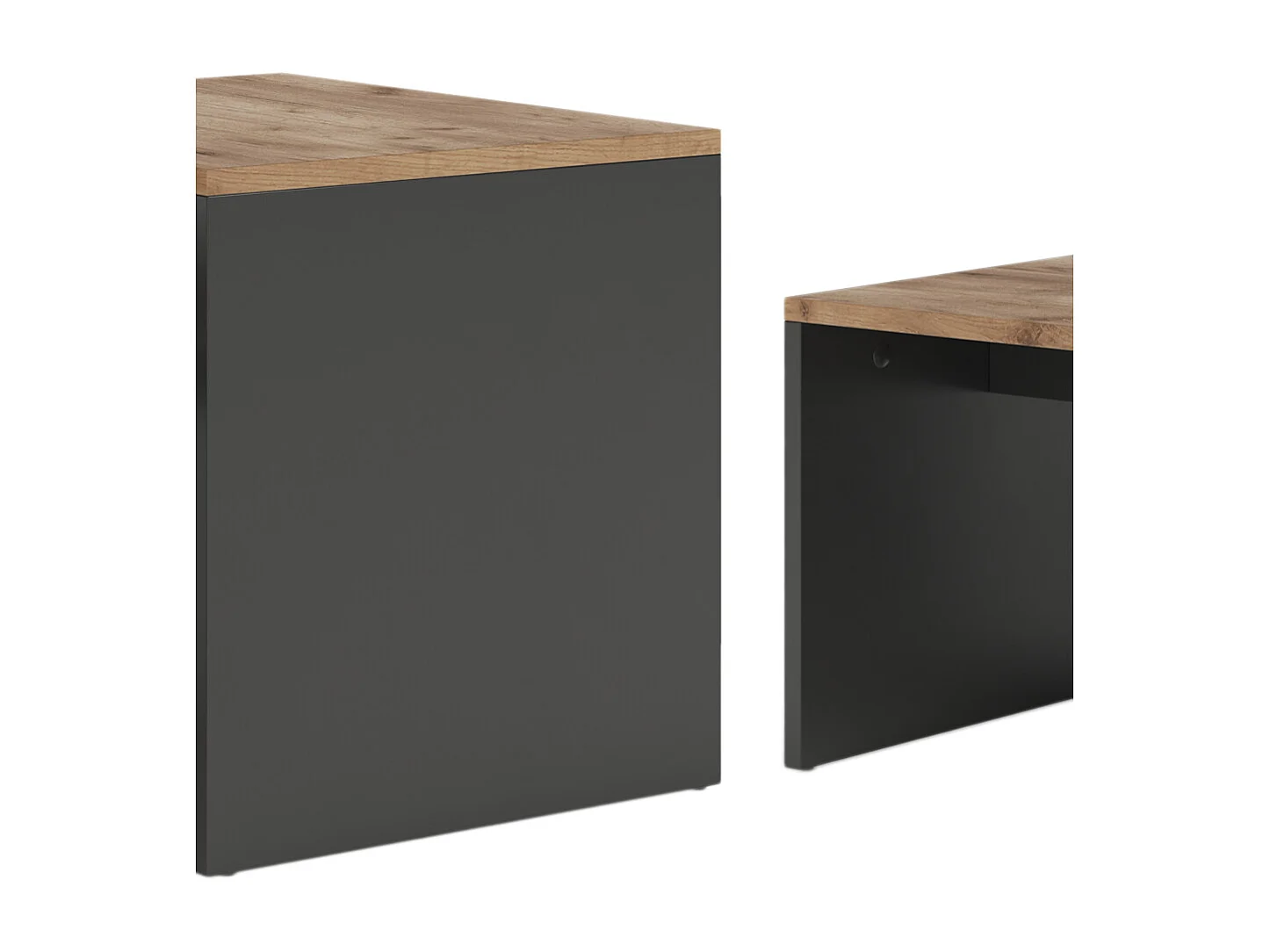 Ensemble de tables basses anthracite/chêne doré 100x48x40.4 donat