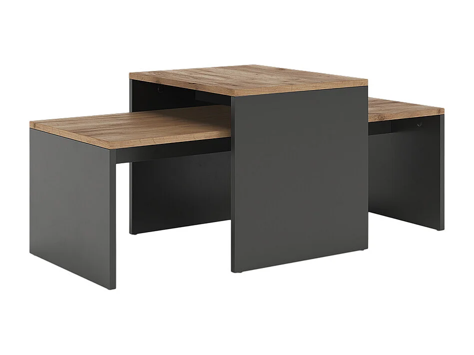 Ensemble de tables basses anthracite/chêne doré 100x48x40.4 donat