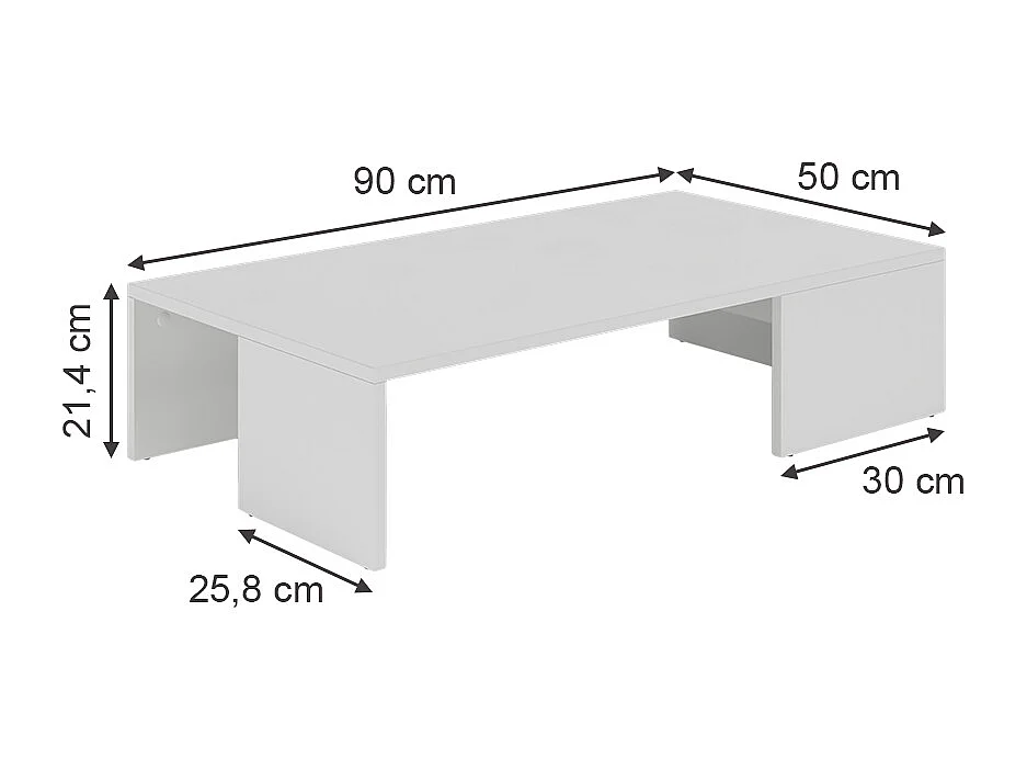table basse blanc 90x50x21.4 hardi
