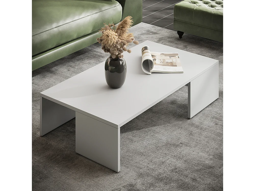 table basse blanc 90x50x21.4 hardi