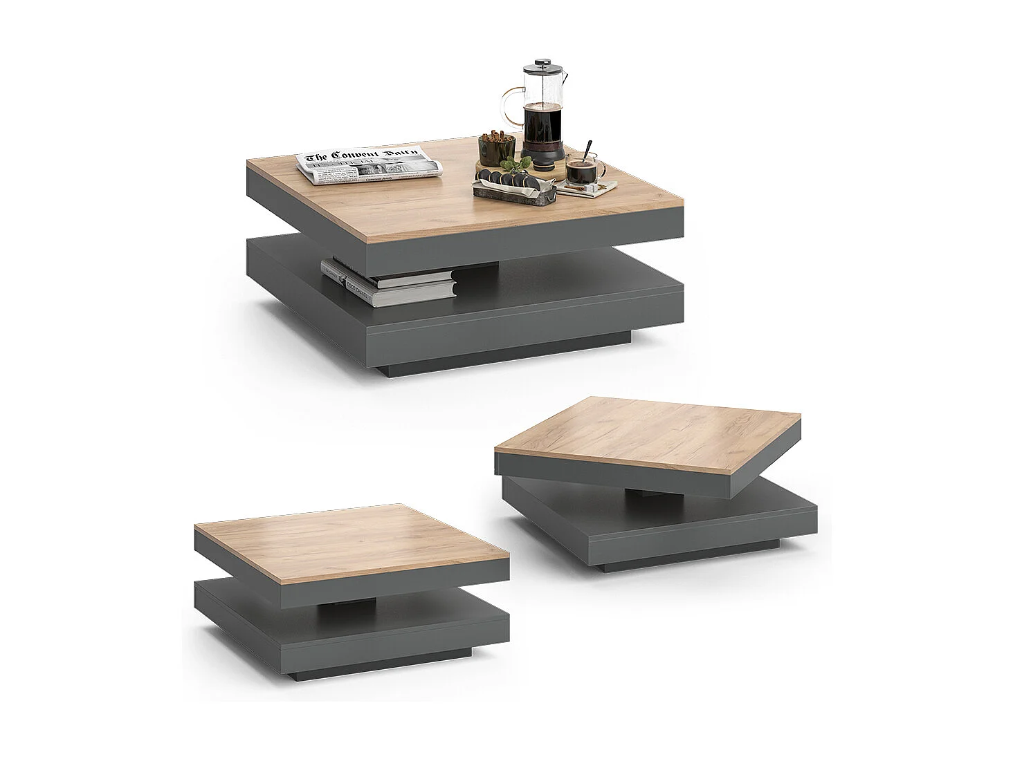 Table basse anthracite 70x70x34 elias