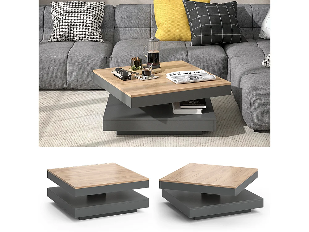 Table basse anthracite 70x70x34 elias