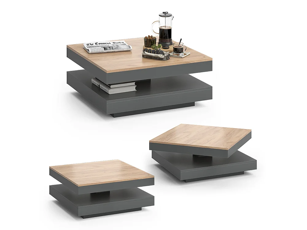 Table basse anthracite 70x70x34 elias