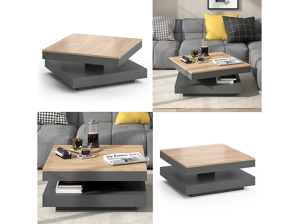Table basse anthracite 70x70x34 elias