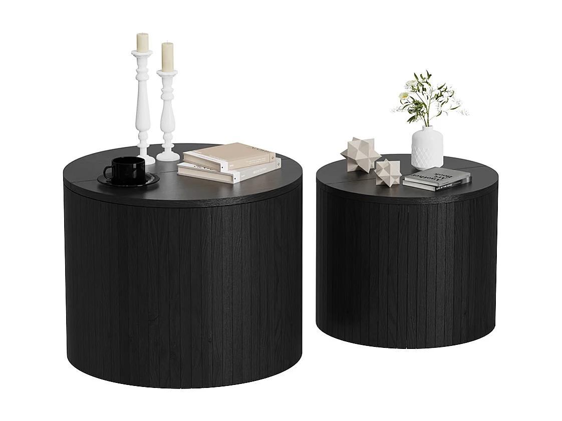 Couchtisch-Set eiche/schwarz 48x48x38 tavilo