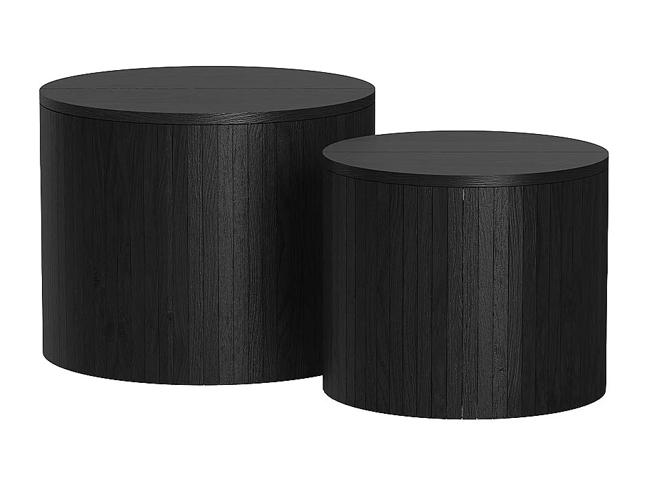 Ensemble de tables basses chêne/noir 48x48x38 tavilo