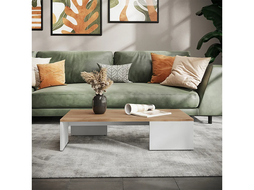 Stolik kawowy biały/złoty dąb 90x50x21.4 hardi