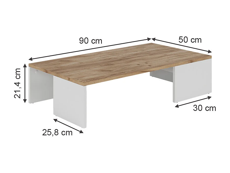 table basse chêne blanc/force de lor 90x50x21.4 hardi
