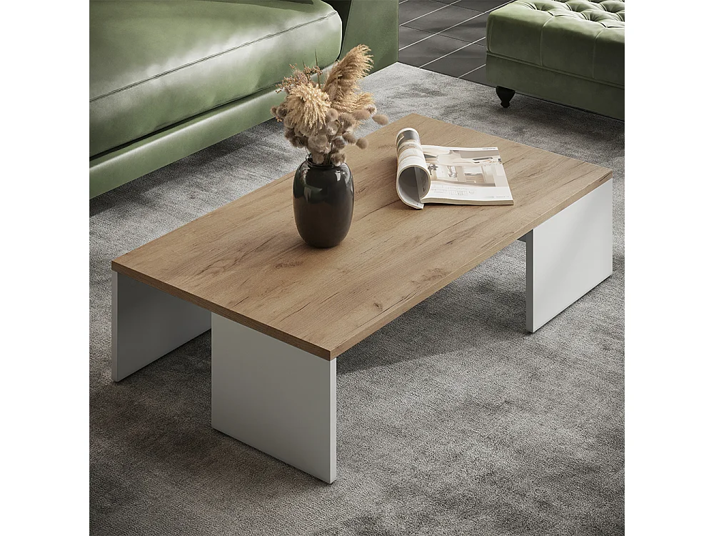 table basse chêne blanc/force de lor 90x50x21.4 hardi