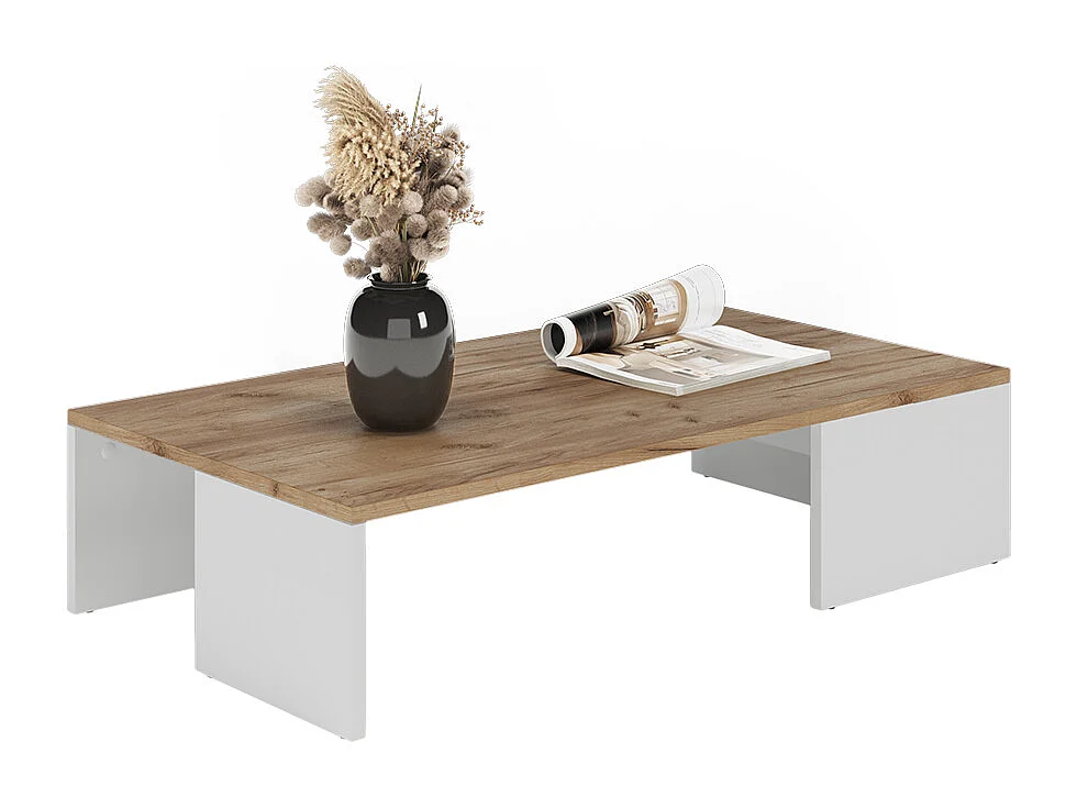 table basse chêne blanc/force de lor 90x50x21.4 hardi
