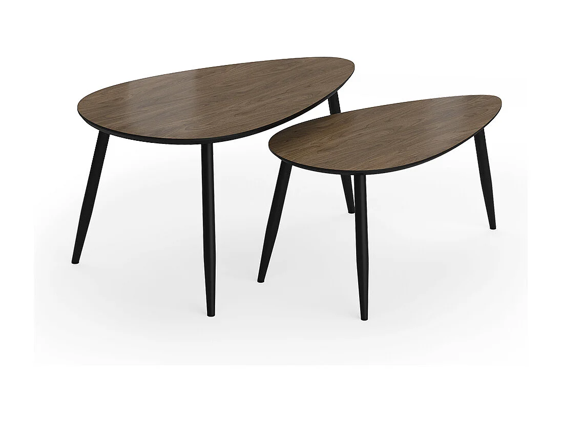 Ensemble de tables basses noyer/noir 98x60x48 veyo