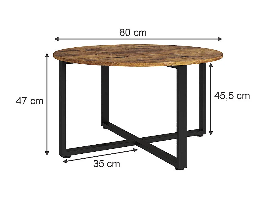 Tavolino da caffè legno antico 80x80x47 fyrk