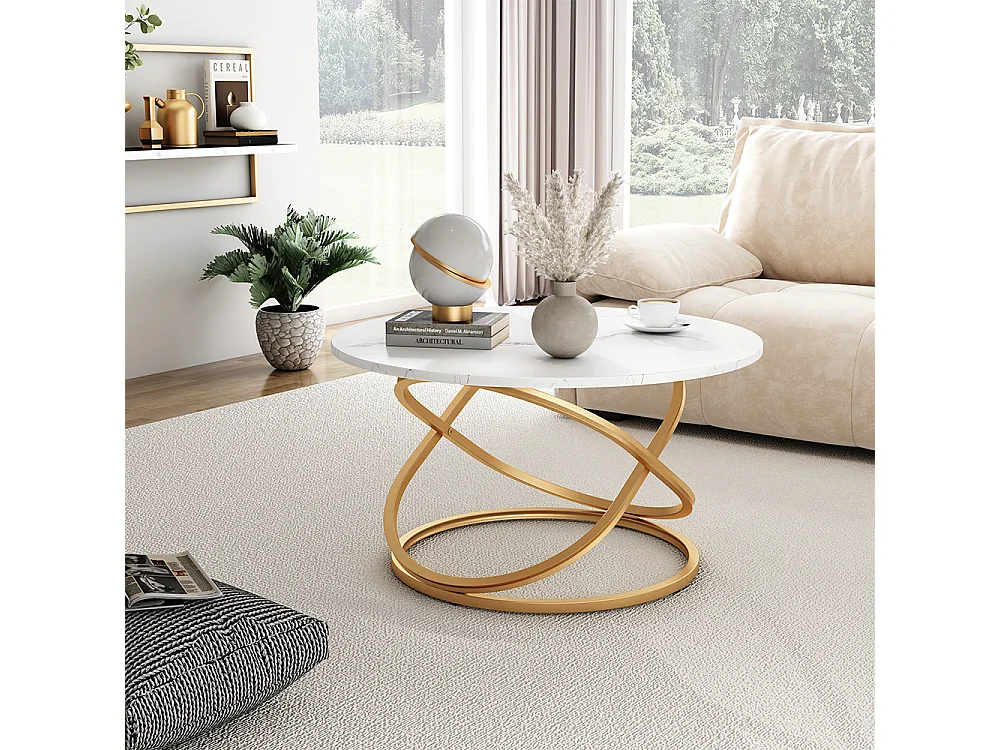 Mesa de centro blanco/oro 79.5x62x46 calgary