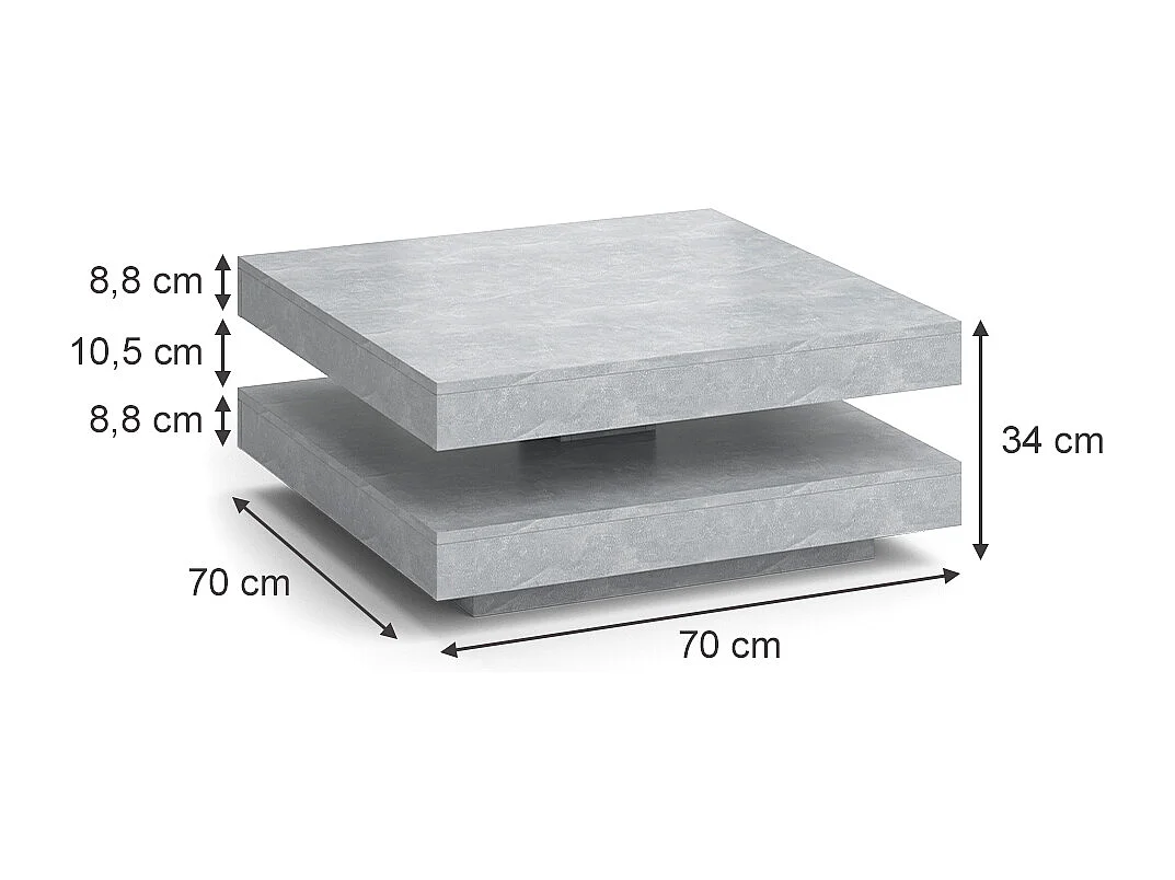 Table basse béton 70x70x34 elias