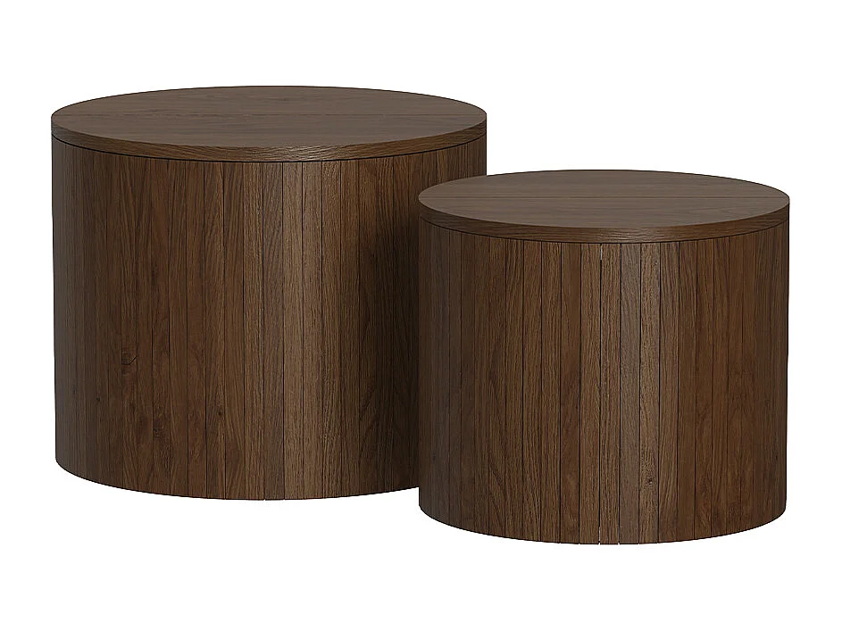 Ensemble de tables basses noyer 48x48x38 tavilo