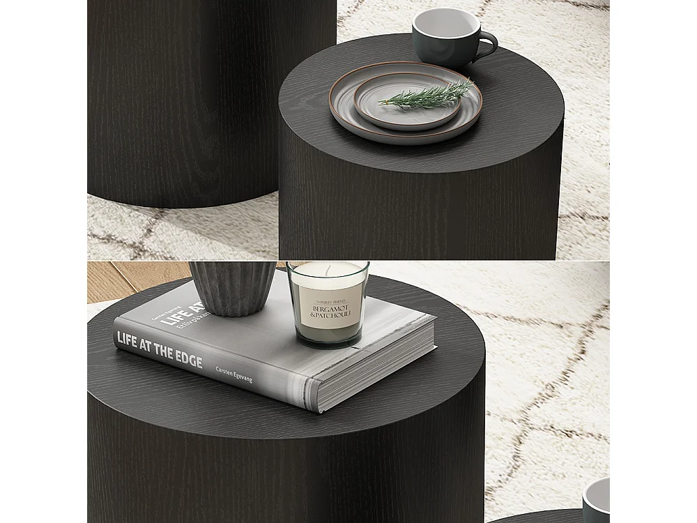 Ensemble de tables basses noir 48x48x38 giva