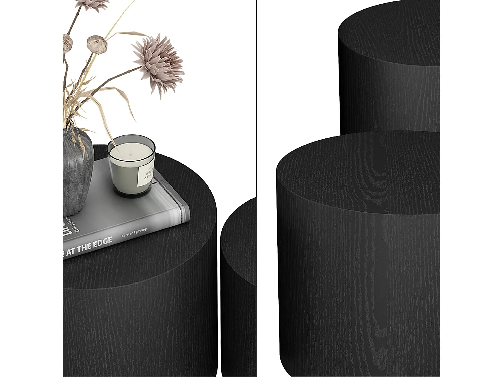 Ensemble de tables basses noir 48x48x38 giva