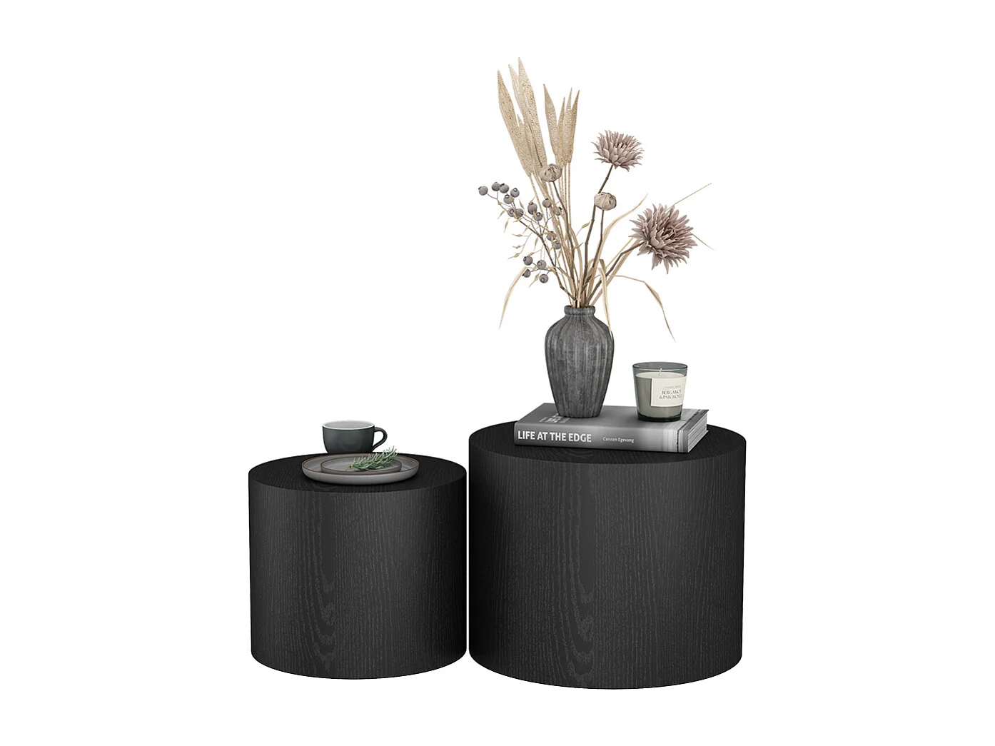 Ensemble de tables basses noir 48x48x38 giva