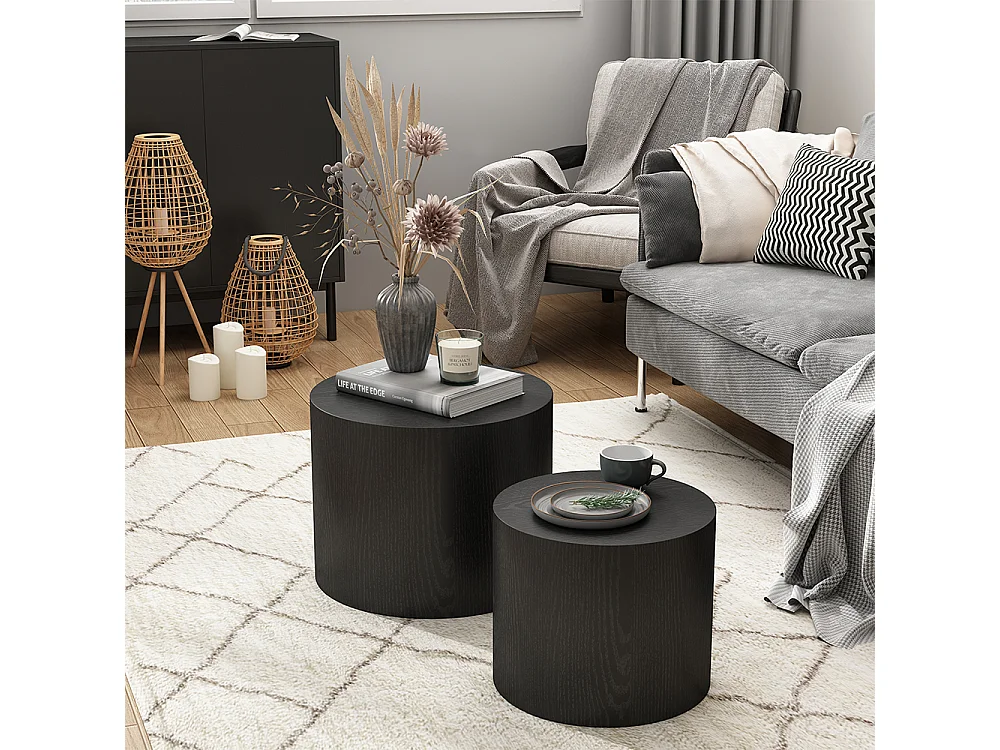 Ensemble de tables basses noir 48x48x38 giva