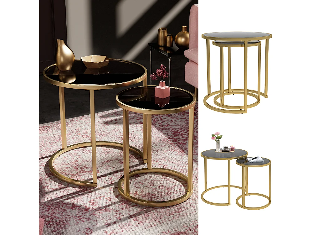 Set di tavolini nero 50x45.5x35 sevilla