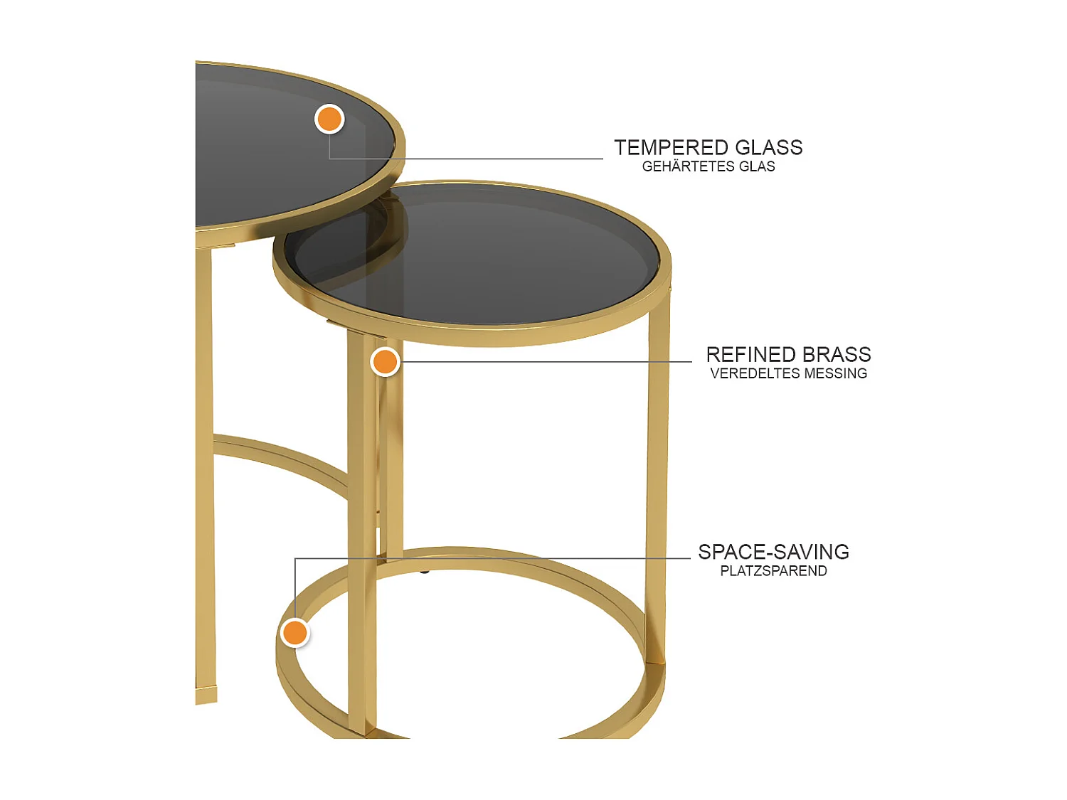 Set di tavolini nero 50x45.5x35 sevilla