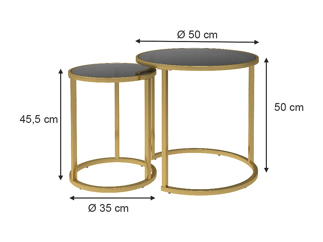 Ensemble de tables dappoint noir 50x45.5x35 sevilla