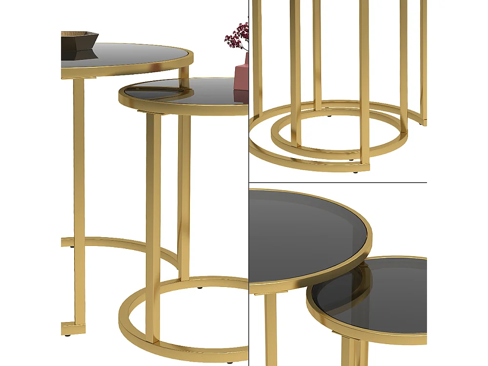 Ensemble de tables dappoint noir 50x45.5x35 sevilla