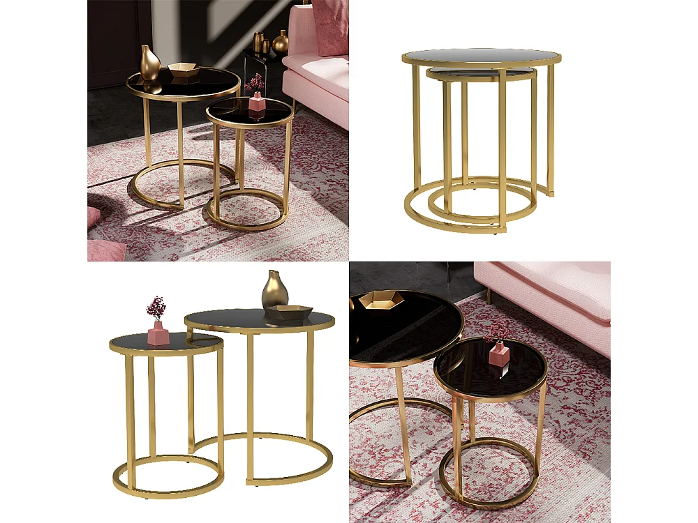 Ensemble de tables dappoint noir 50x45.5x35 sevilla